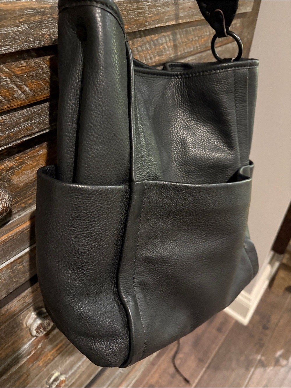 Aimee Kestenberg Black Leather Shoulder Bag with Braided Trim - Picture 7 of 11